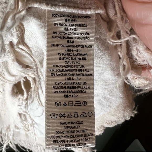 Free People Broken Glass Textured Off-Shoulder Cream Tunic Sweater - Picture 11 of 12